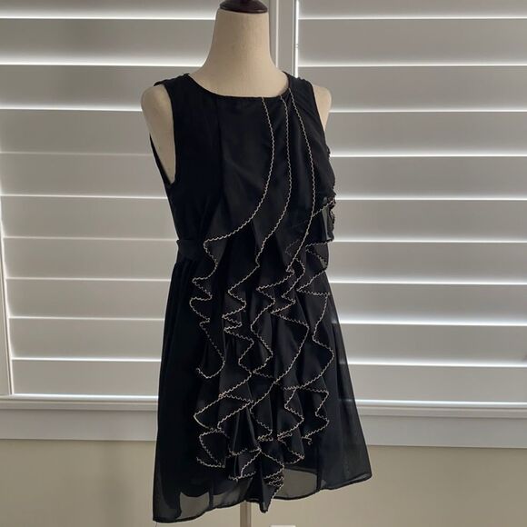 Alythea Tops - Black ruffle tunic dress size small boho